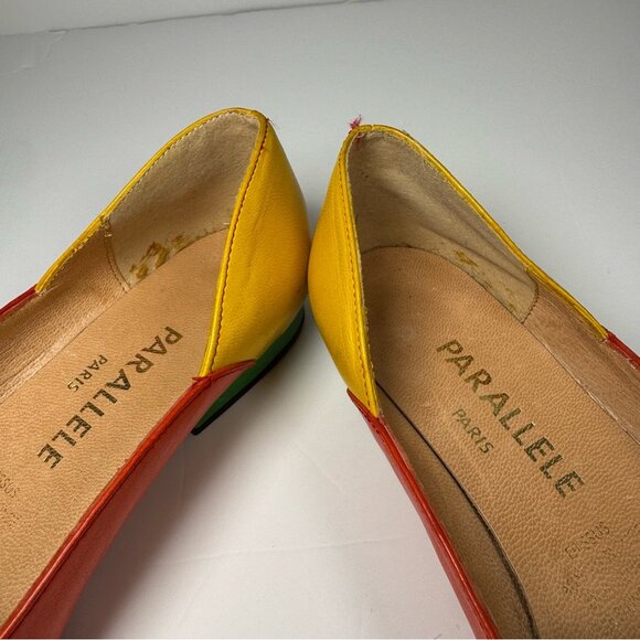 Parallele Paris Colorblock Leather Flats Women’s  4.5 5 35.5 Retro Minimalist - Picture 7 of 12